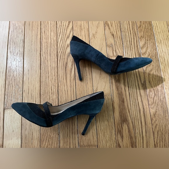 SACHA LONDON charcoal gray suede 3.5 inch boss stiletto heels size 6.5 - Picture 4 of 8